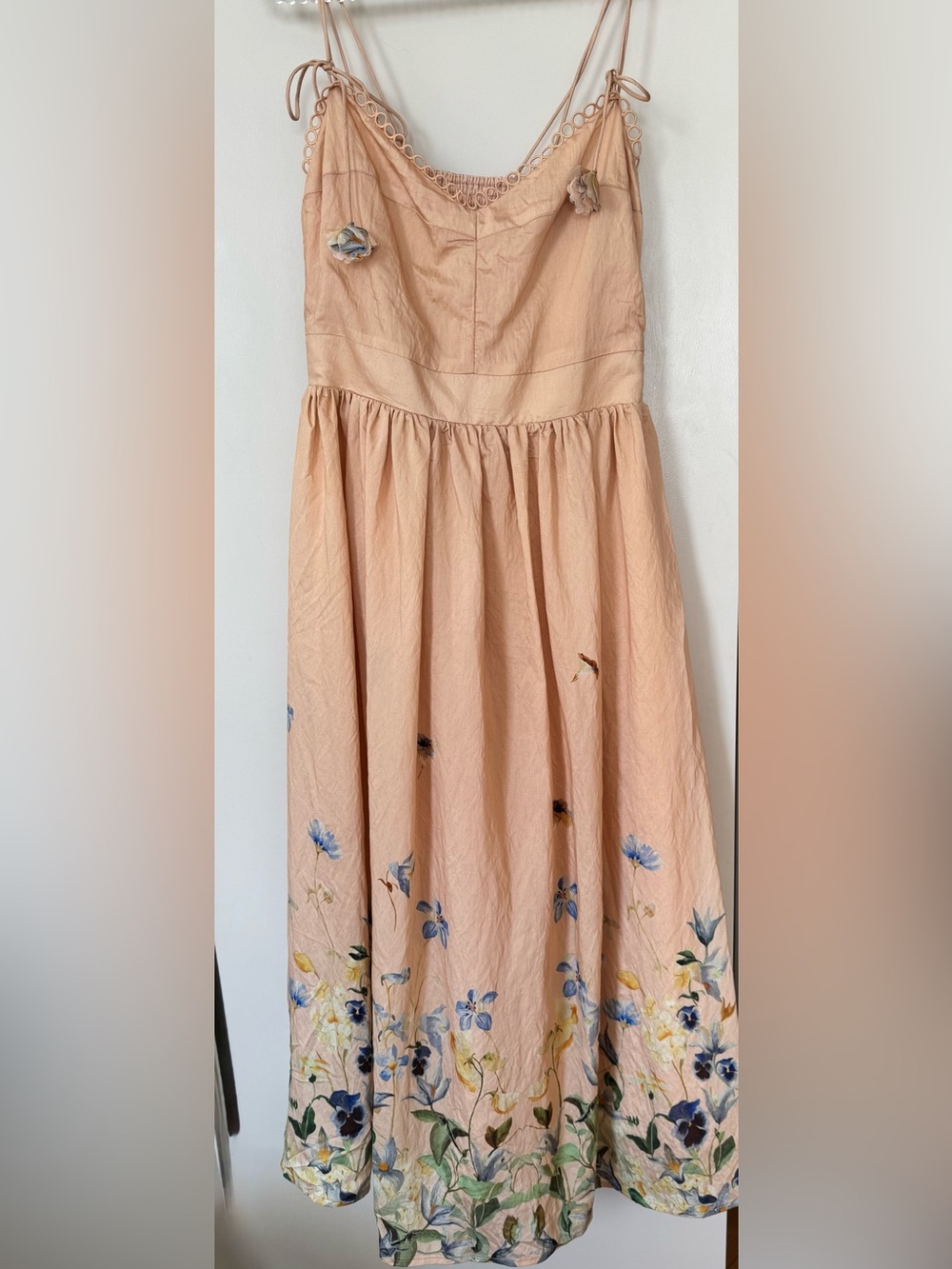 En Saison Peach Tiered Spaghetti Strap Dress Size L